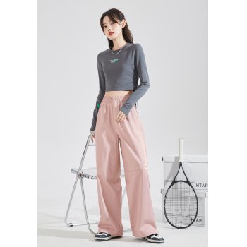 唐狮粉色阔腿裤女秋季...